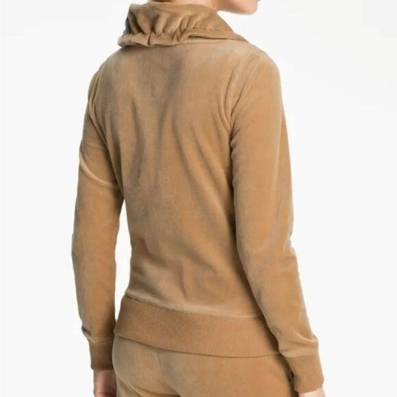 Michael Kors Camel Velour Full Zip Tracksuit Jacket Luxe Loungewear medium - Picture 6 of 10
